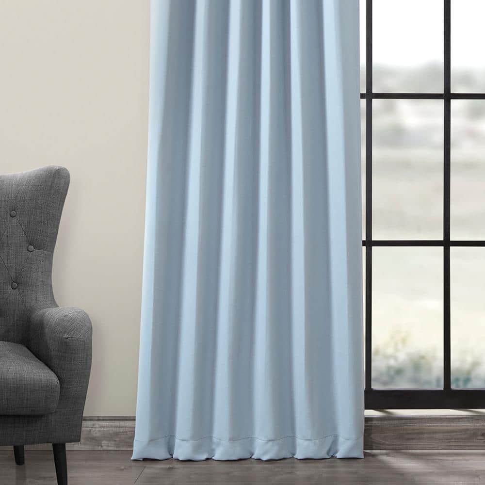 Frosted Blue Blackout Polyester Puddle Length Drape Panel