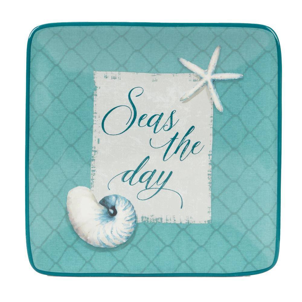 Ocean View Ceramic Coastal Canape Plates Set of 4