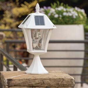 white solar powered lamp post