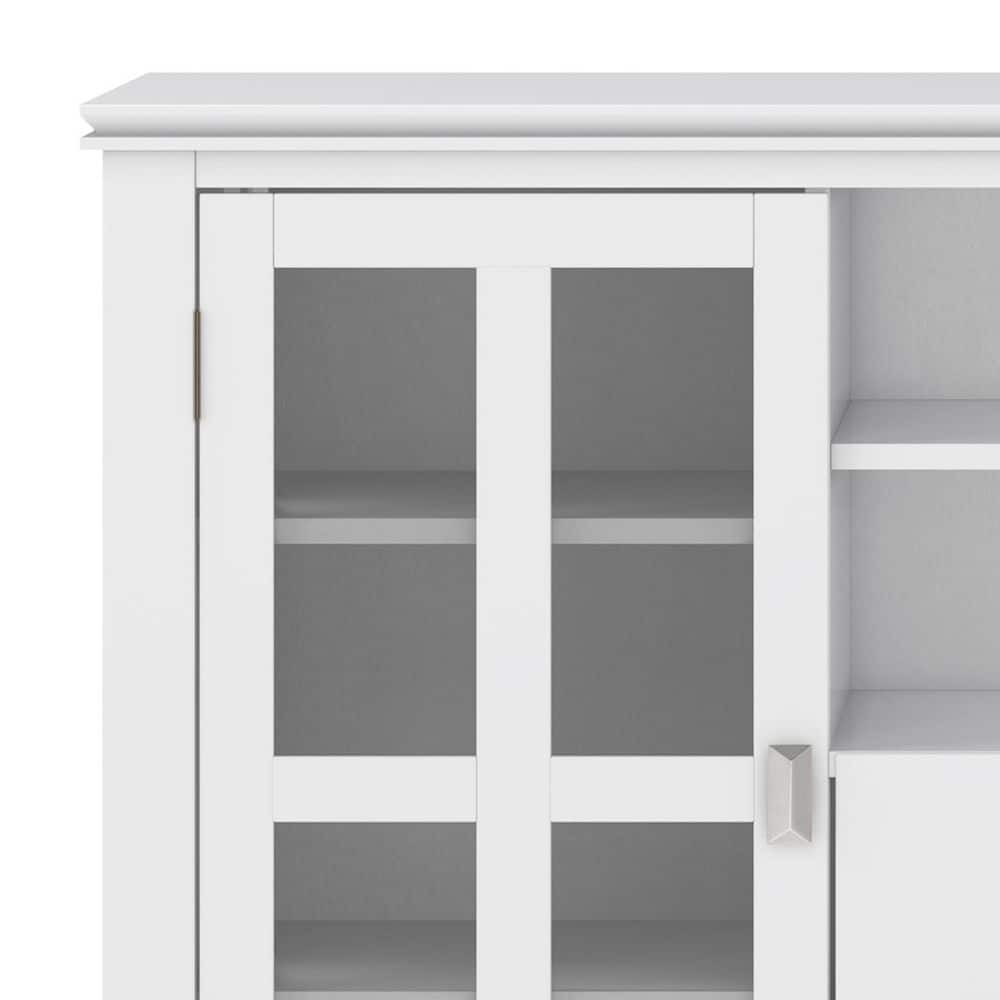 White Solid Wood 53" Traditional TV Media Stand with Cabinets