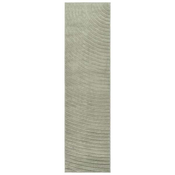 Selena 2 ft. x 10 ft. Green Solid Wave Runner Rug