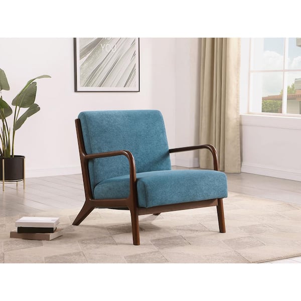 Coaster Foster Cappuccino and Peacock Blue Fabric Accent Chair with Wooden Armrest