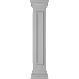Corner 48 in. x 8 in. White Box Newel Post with Panel, Flat Capital and Base Trim (Installation Kit Included)