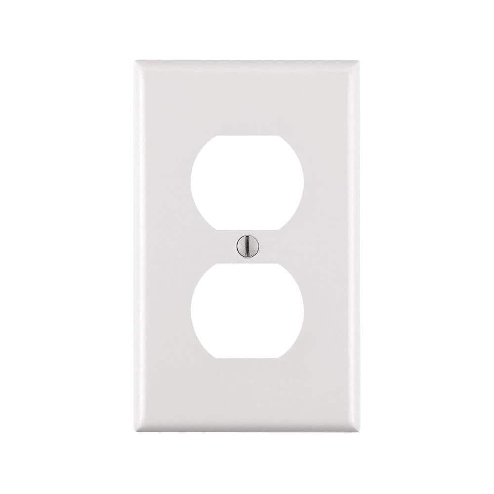 Leviton 1-Gang Duplex Outlet Wall Plate, White R52-88003-00W - The Home  Depot