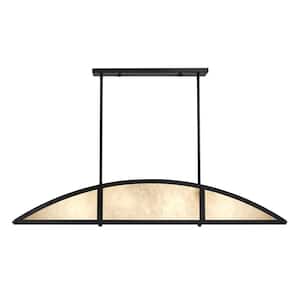 Breegan Jane by Savoy House Legacy 4-Light Matte Black Linear Chandelier with Natural Alabaster Shade
