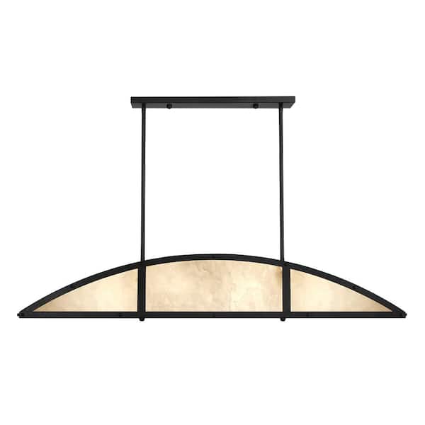Savoy House Breegan Jane by Savoy House Legacy 4-Light Matte Black Linear Chandelier with Natural Alabaster Shade