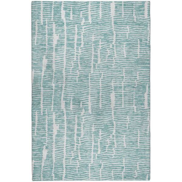 Dream Shag Premium Machine Washable Abstract ADS830 Teal 5 ft. x 7 ft. 6 in. Area Rug