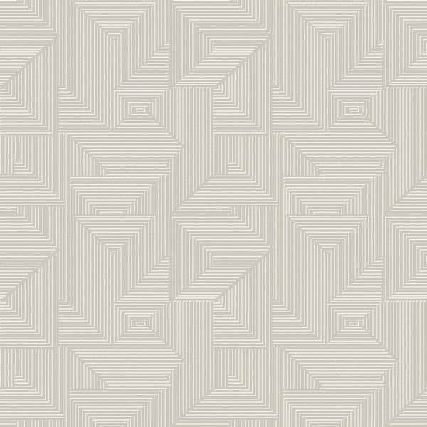 Unbranded Zen Collection Cream/White Cleopatra Geometric Textured Matte Finish Non-Pasted Non-Woven Wallpaper Sample