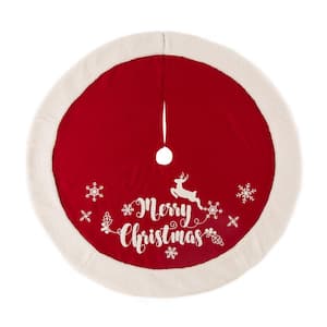 48 in. D Fabric Christmas Tree Skirt in Merry Christmas