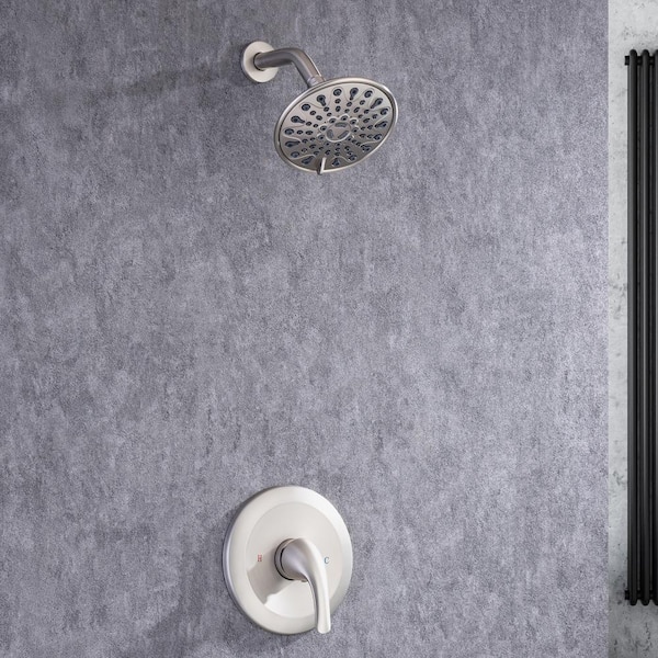 Staykiwi Single Handle 4-Spray Patterns Shower Faucet 2.5 GPM with Pressure Balance Anti Scald in Brushed Nickel