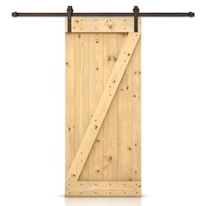 36 in. x 84 in. Z-Bar unfinished Wood Sliding Barn Door with Sliding Door Hardware Kit