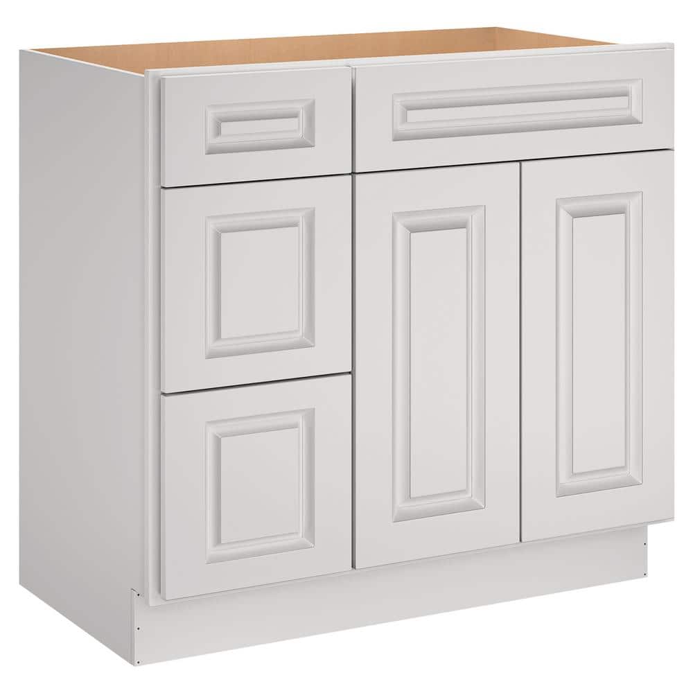 HOMEIBRO Newport 36-in W X 21-in D X 34.5-in H in Raised PanelDove Plywood Ready to Assemble Vanity Base Kitchen Cabinet, Raised Panel Dove -  HD-V3621DL-TD-A