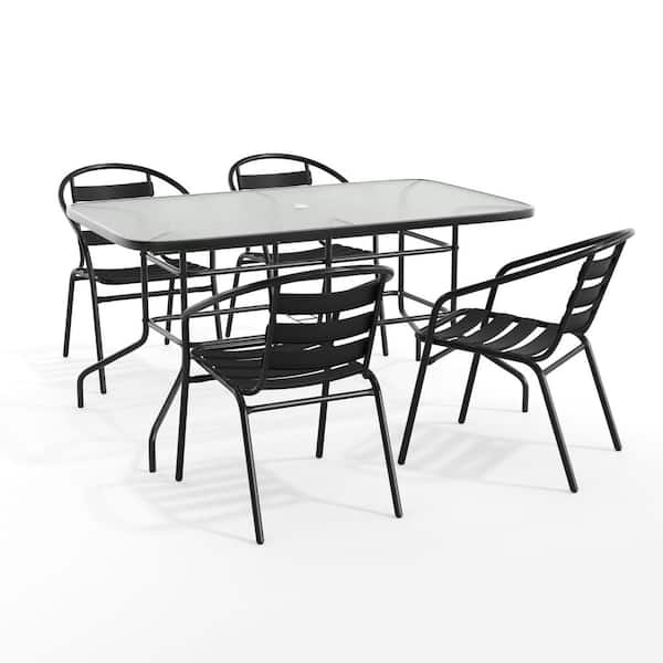 5-Piece Metal Rectangular Outdoor Dining Set