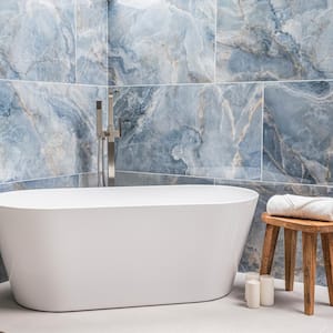 Aura Blue 24 in. x 48 in. Polished Porcelain Floor and Wall Tile (16 sq. ft./Case)