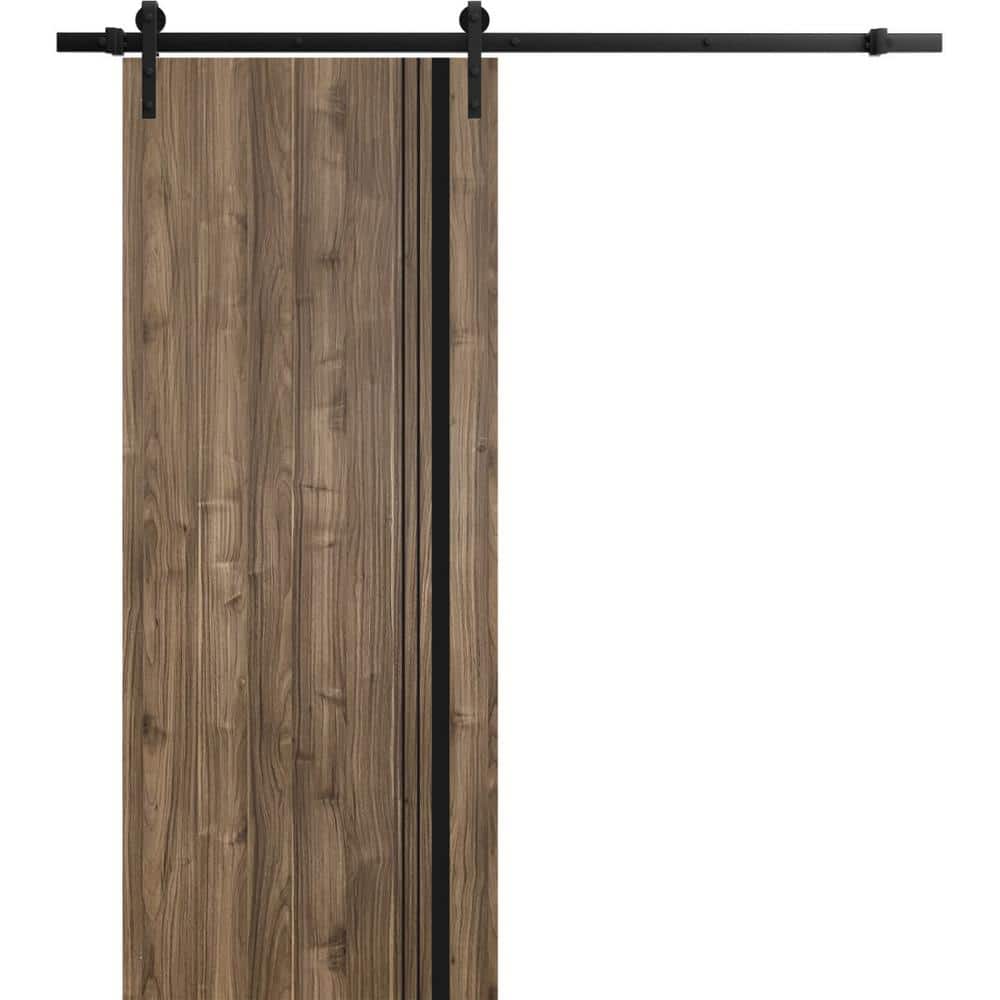 Assembly Required 36 in. x 84 in. 1-Panel Walnut Solid Wood with Honeycomb Sliding Barn Door with Hardware Kit price history on PriceWatchPro
