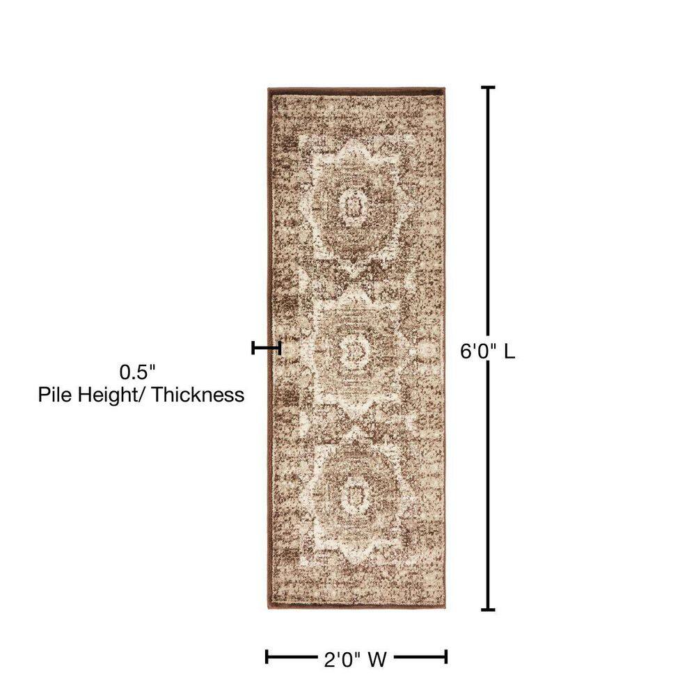 Chocolate Brown Medallion Synthetic Runner Rug 2' x 6'