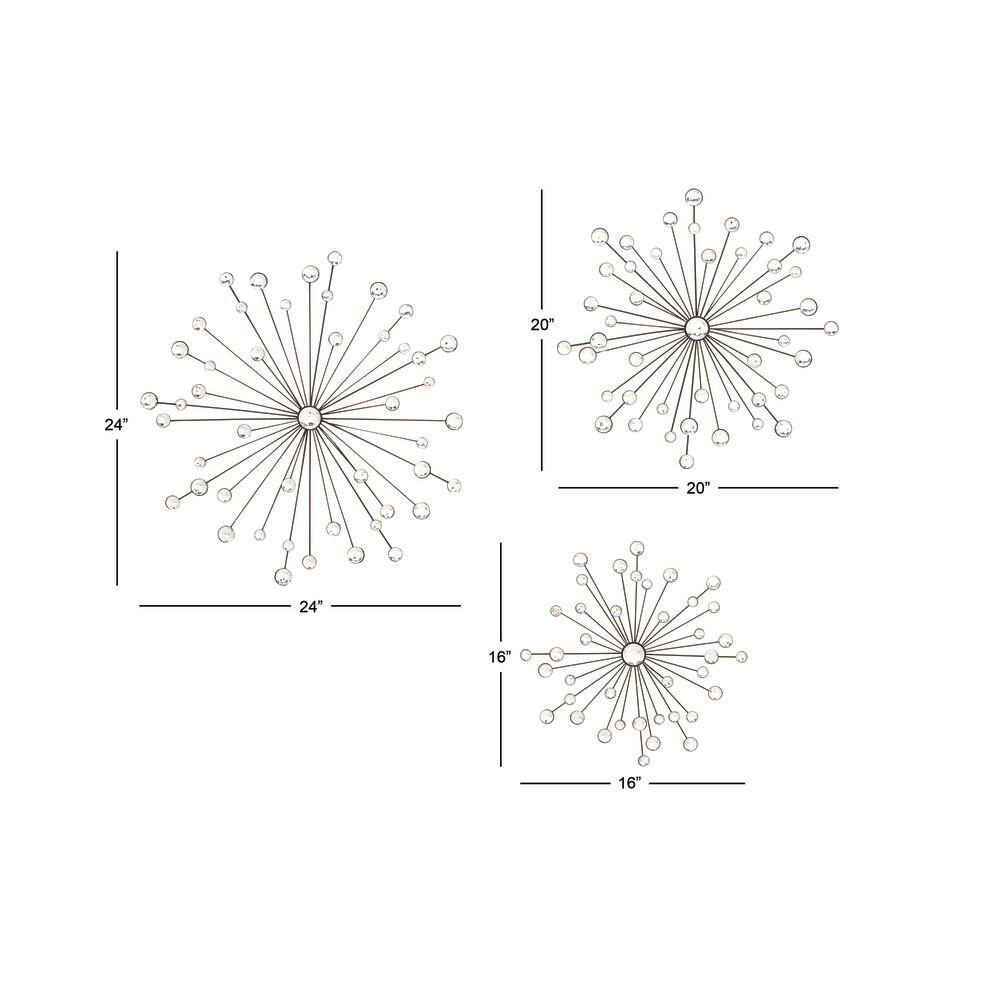 Black Metal and Acrylic Starburst Wall Sculpture Set of 3