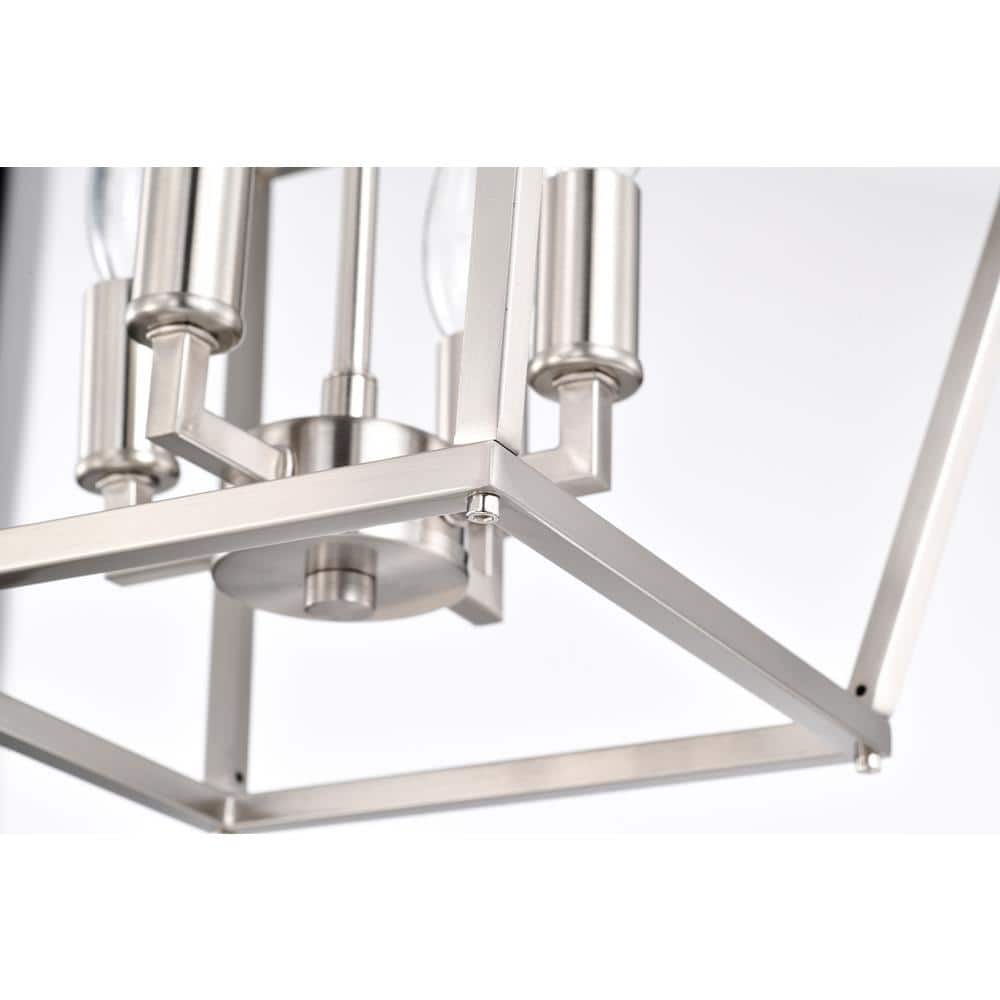 Modern Farmhouse 4-Light Brushed Nickel Lantern Pendant