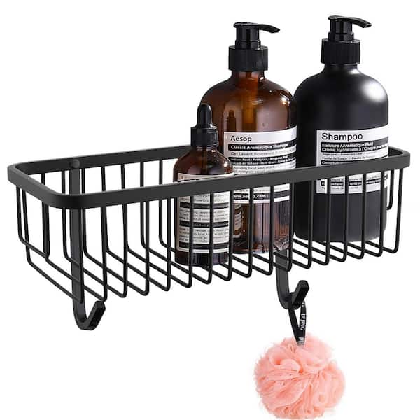 Wall Mounted Rectangle Shower Caddy Shower Basket in Stainless Steel Matte Black
