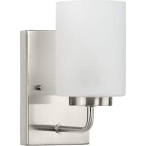 Merry Collection 1-Light Brushed Nickel Etched Glass Transitional Wall Light
