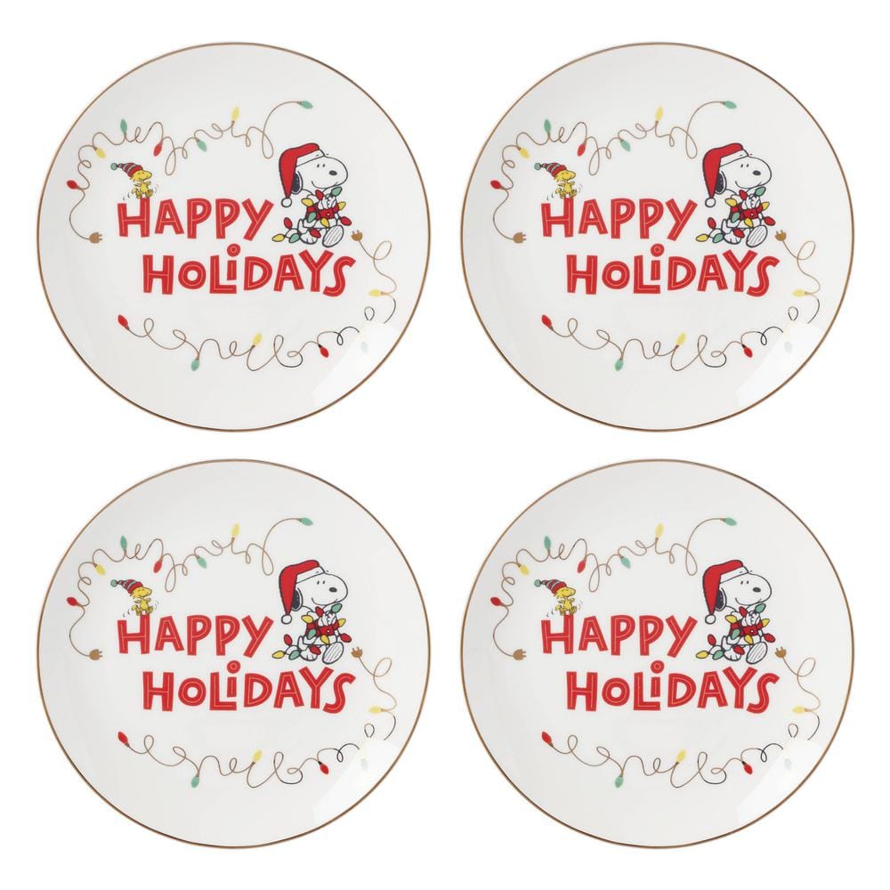 Lenox Snoopys Christmas Ivory Accent Plate (Set of4)