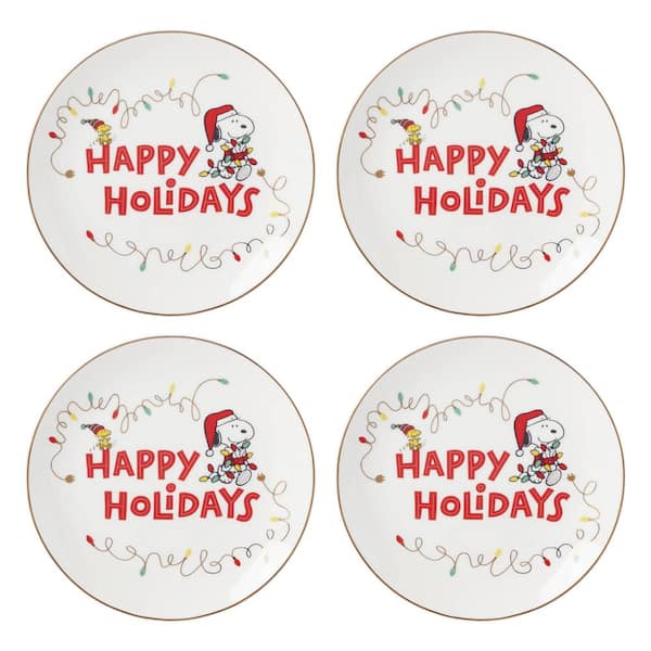 Lenox Snoopys Christmas Ivory Accent Plate (Set of4)