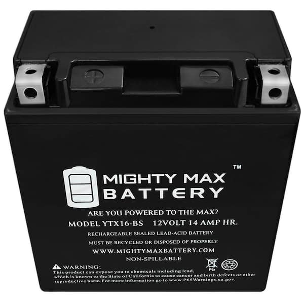MIGHTY MAX BATTERY YTX16-BS 12V 14AH Battery for Suzuki 750cc LT