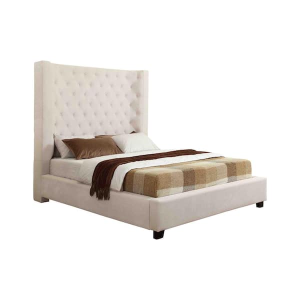 Best Master Furniture Empress 86 in. W Cream King High Profile Platform Bed