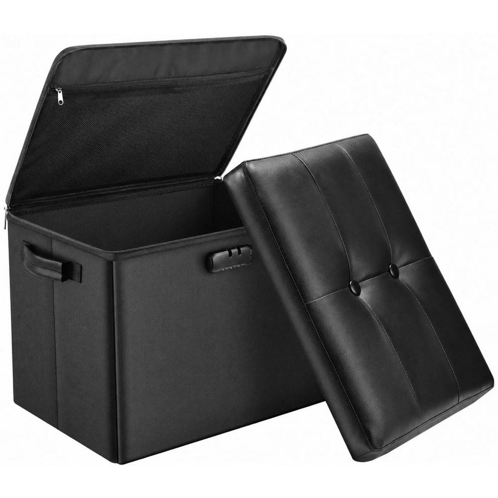 Fireproof Water-Resistant 17 in. Height 13 in. Length Storage Ottoman Chest with Lock Handles Black price history on PriceWatchPro