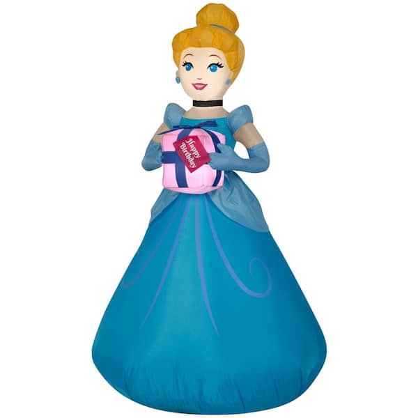 Disney 3.5 ft. Tall Airblown Cinderella Holding Birthday Present
