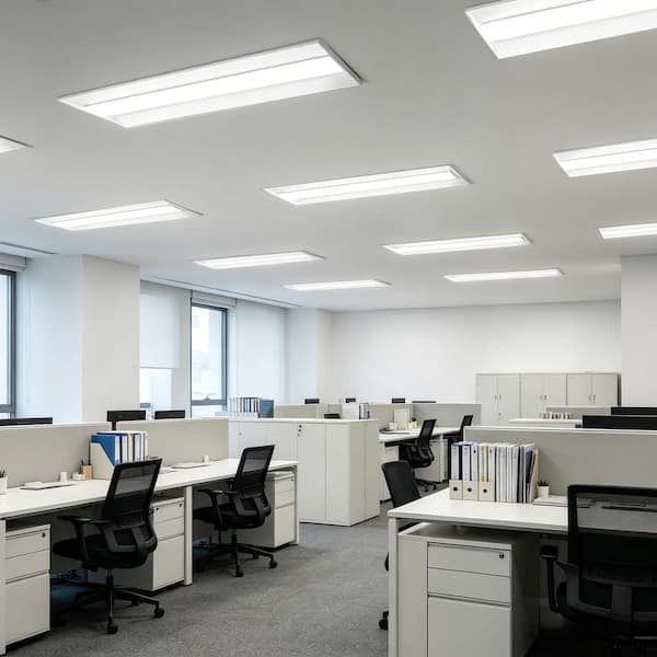 1 ft. x 4 ft. White Integrated LED Commercial Troffer Light, 5 CCT Selectable, 0-10V Dimmable, 120-277V, 4-Pack