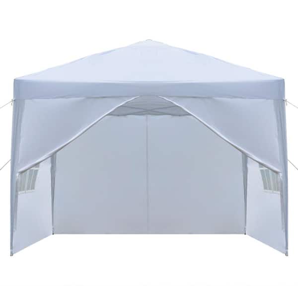 Karl home 10 ft. x 10 ft. White Straight Leg Party Tent with 2 Walls and 2 Windows
