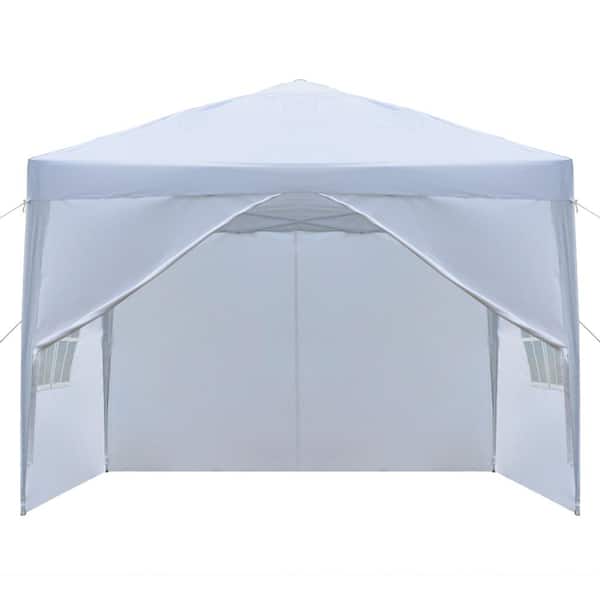 10 ft. x 10 ft. White Straight Leg Party Tent with 2 Walls and 2 Windows