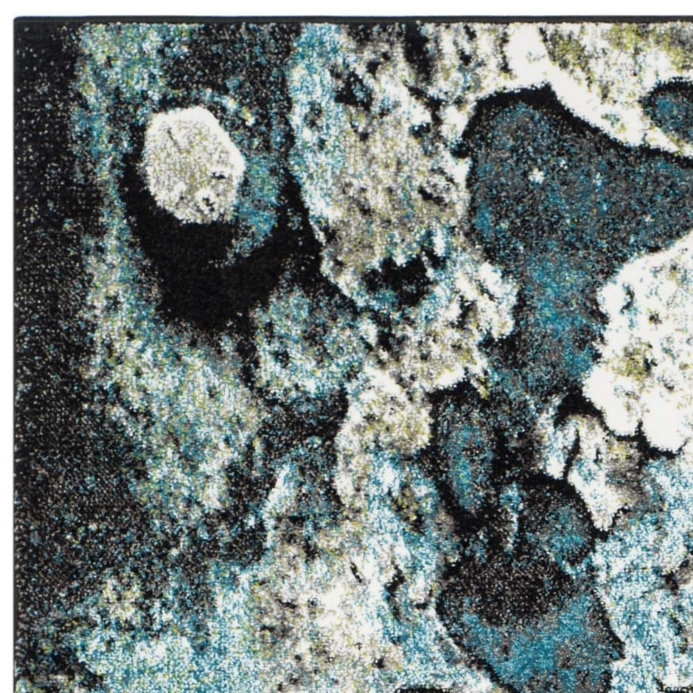 Glacier Blue and Multicolor Abstract Low Pile Area Rug