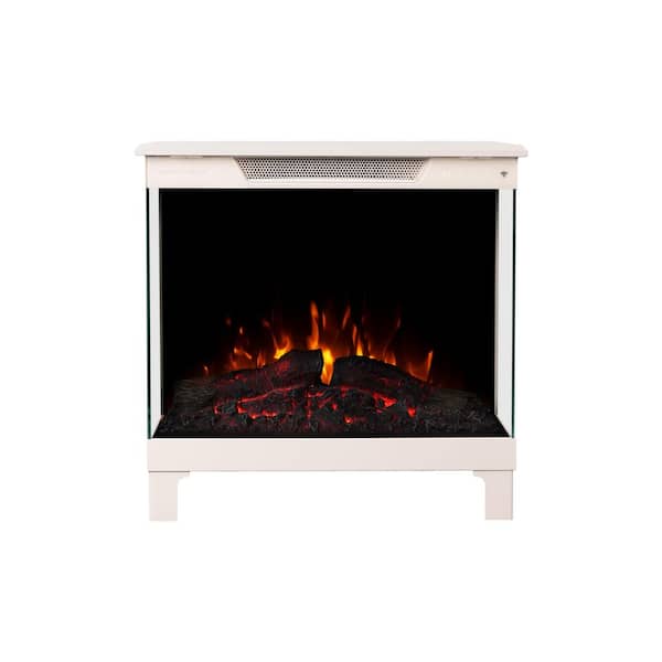 Skyline 24 in. 1465W Taupe Mist 3-Sided Smart Electric Fireplace Stove with Thermostat, Wi-Fi and Remote Control