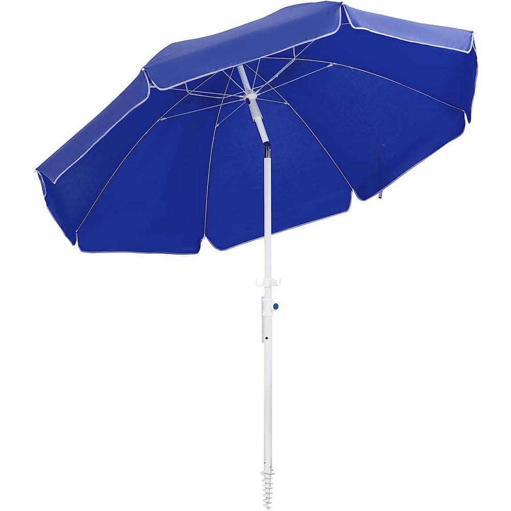8.5ft Beach Umbrella with Sand Anchor and Tilt Mechanism in Portable UV 50+