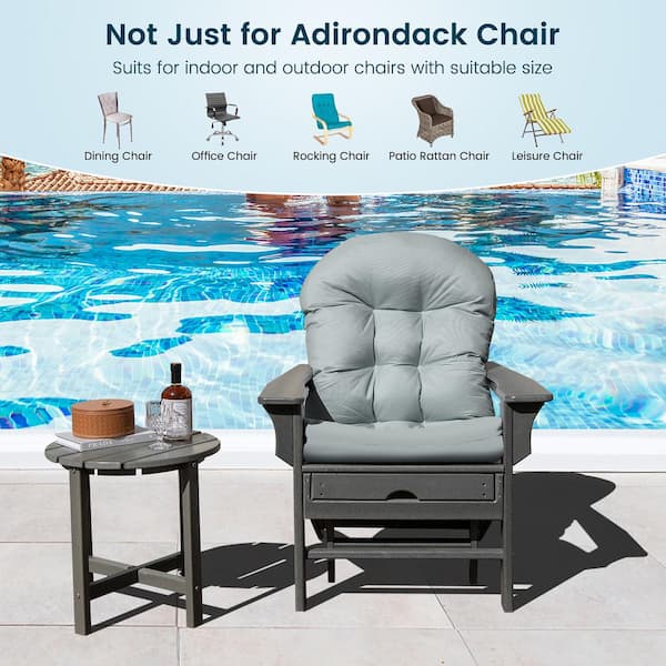 Patio Adirondack Chair Cushion with Fixing Straps and Seat Pad-Gray | Costway