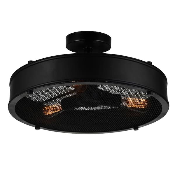 CWI Lighting Tigris 3 Light Drum Shade Flush Mount With Black Finish