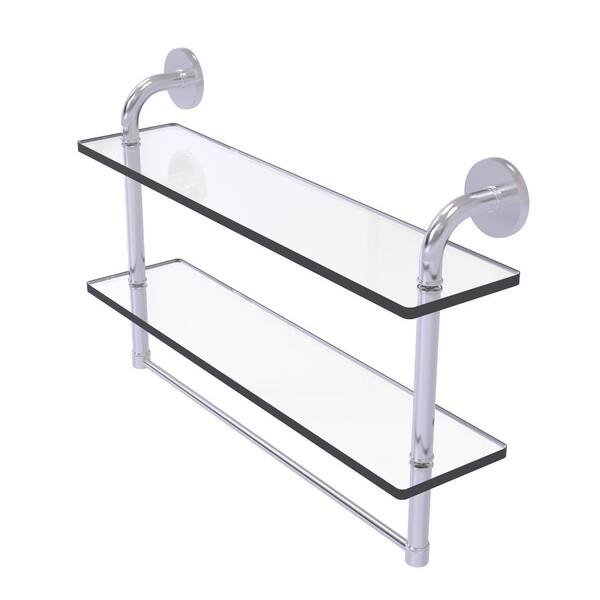 Allied Brass Remi Collection 22 in. 2-Tiered Glass Shelf with Integrated  Towel Bar in Satin Chrome RM-2-22TB-SCH The Home Depot