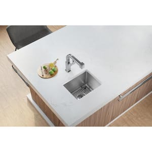Crosstown 15in. Dual Mount 1 Bowl 18 Gauge Polished Satin Stainless Steel Sink w/ Accessories