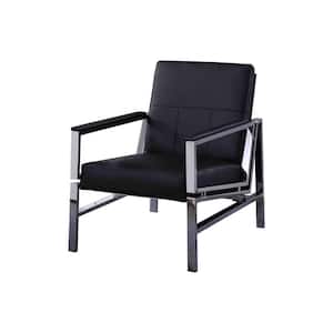 Ariel Faux Leather and Stainless Steel Accent Chair, Black