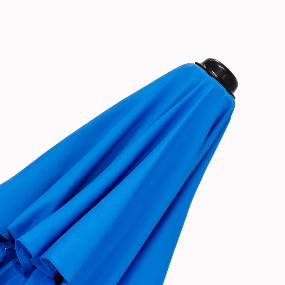 Astella 9' Pacific Blue Steel Market Umbrella with Push Tilt