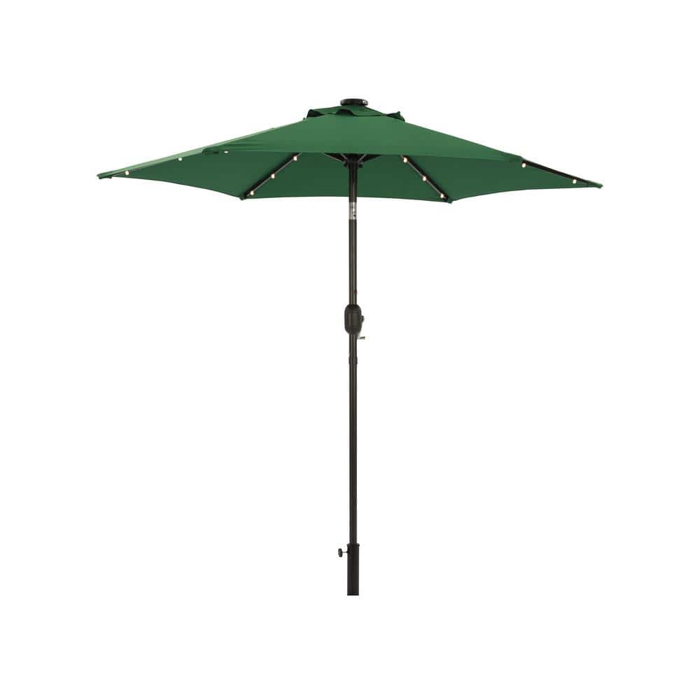 Modern 7.5 ft. Steel Market Solar Patio Umbrella in Dark Green