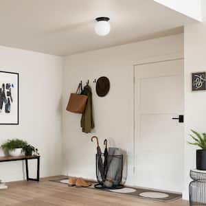 Albers 8 in. 1-Light Black Modern Round Hallway Flush Mount Ceiling Light