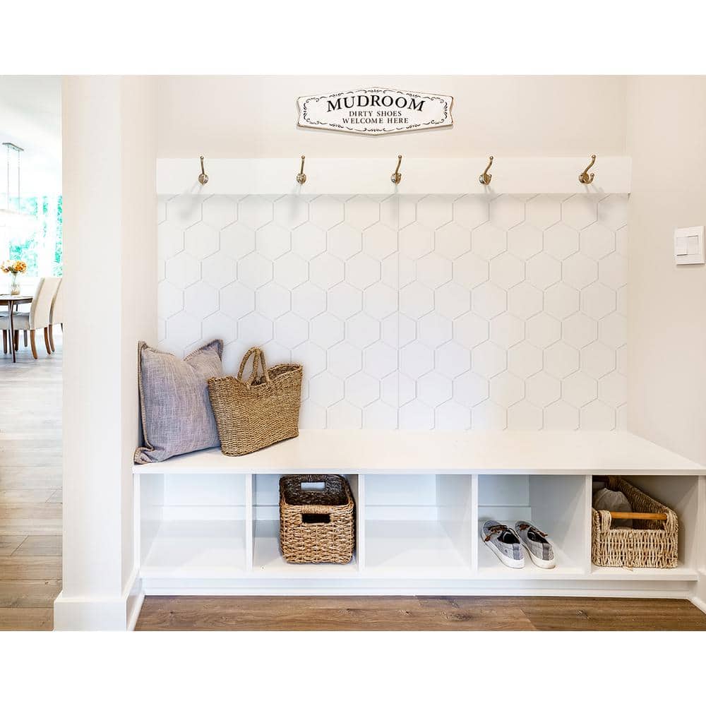 Hex 4ft x 8ft Gloss White 3D PVC Decorative Wall Panels
