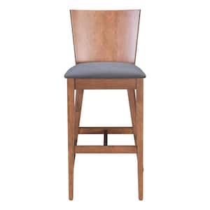 29.3 in. Gray Low Back Wood Counter Height Bar Chair with Upholstery Seat Set of 2