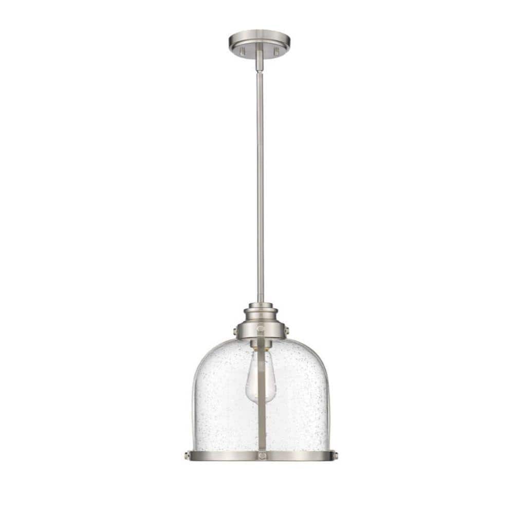 Burren 12'' Brushed Nickel Bowl Pendant with Seedy Glass