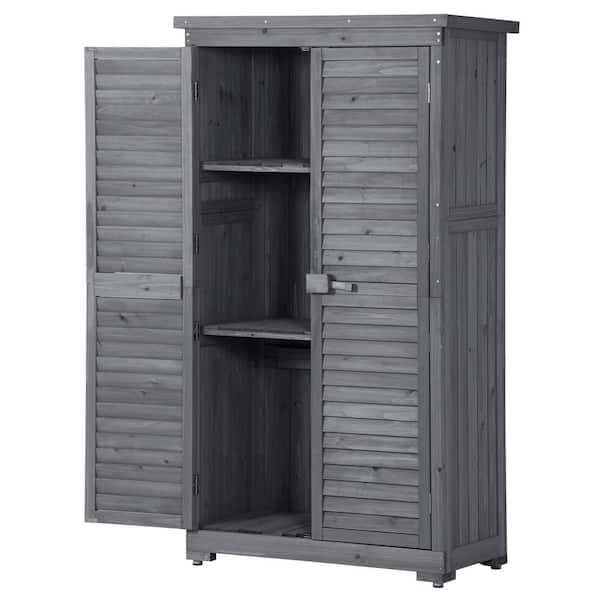 Unbranded 2.9 ft. W x 1.5 ft. D Gray Wood Storage Shed with Door (4.35 sq. ft.)