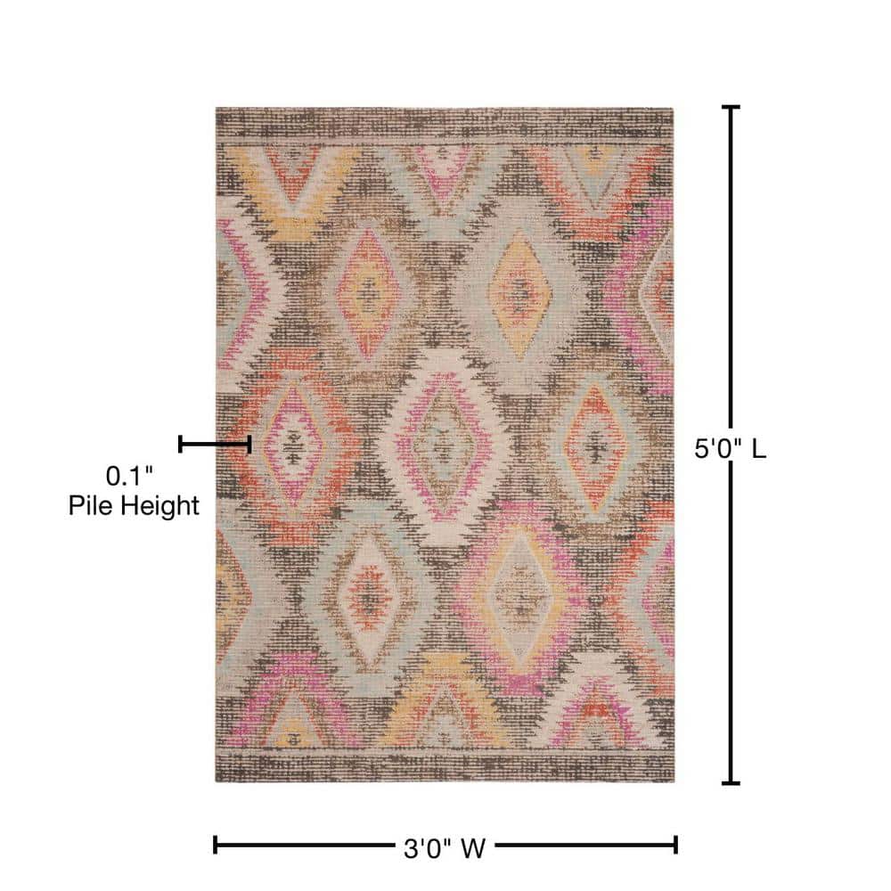 Gray Multi 3' x 5' Reversible Synthetic Area Rug