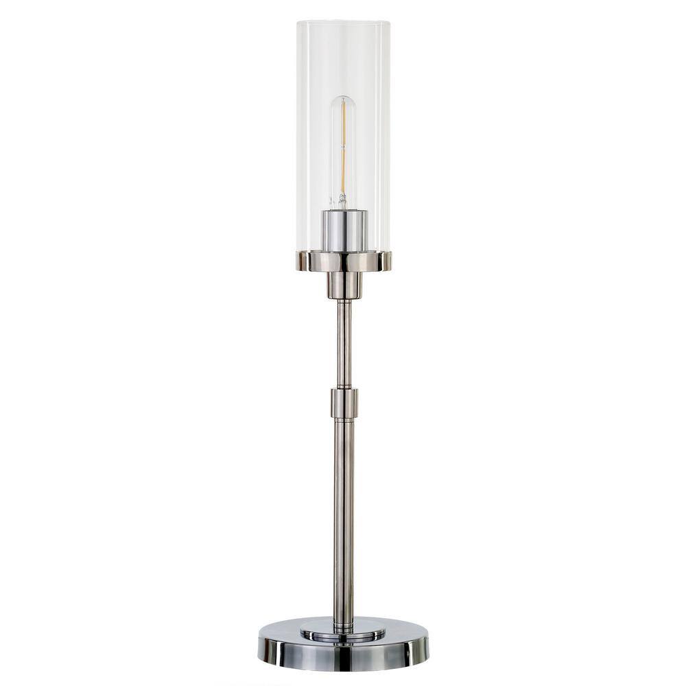 HomeRoots 26 in. Clear Industrial Integrated LED Bedside Table Lamp ...